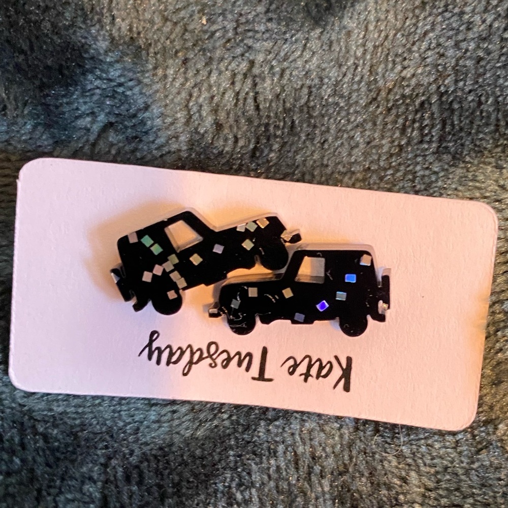 Black Glitter Jeep Stud Earrings